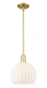 White Venetian - 1 Light - 10 inch - Satin Gold - Stem hung - Mini Pendant (3442|716-1S-SG-G1217-10WV)