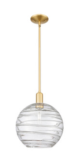 Athens Deco Swirl - 1 Light - 12 inch - Satin Gold - Stem hung - Mini Pendant (3442|716-1S-SG-G1213-12CL)