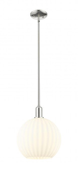 White Venetian - 1 Light - 12 inch - Polished Nickel - Stem hung - Mini Pendant (3442|716-1S-PN-G1217-12WV)