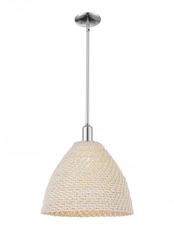 Woven Rattan - 1 Light - 16 inch - Polished Chrome - Stem hung - Mini Pendant (3442|716-1S-PC-RBD-16-NAT)