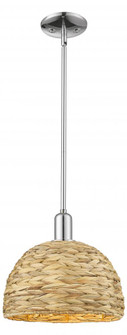 Woven Rattan - 1 Light - 12 inch - Polished Chrome - Stem hung - Mini Pendant (3442|716-1S-PC-RBD-12-NAT)