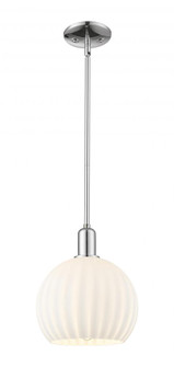 White Venetian - 1 Light - 10 inch - Polished Chrome - Stem hung - Mini Pendant (3442|716-1S-PC-G1217-10WV)