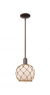 Farmhouse Rope - 1 Light - 8 inch - Oil Rubbed Bronze - Stem hung - Mini Pendant (3442|716-1S-OB-G121-8RB)