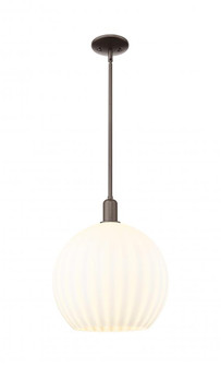 White Venetian - 1 Light - 14 inch - Oil Rubbed Bronze - Stem hung - Mini Pendant (3442|716-1S-OB-G1217-14WV)