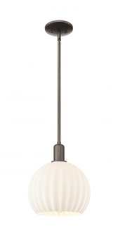White Venetian - 1 Light - 10 inch - Oil Rubbed Bronze - Stem hung - Mini Pendant (3442|716-1S-OB-G1217-10WV)