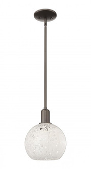 White Mouchette - 1 Light - 8 inch - Oil Rubbed Bronze - Stem hung - Mini Pendant (3442|716-1S-OB-G1216-8WM)