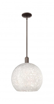 White Mouchette - 1 Light - 14 inch - Oil Rubbed Bronze - Stem hung - Mini Pendant (3442|716-1S-OB-G1216-14WM)