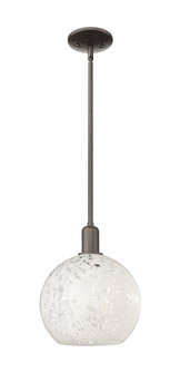 White Mouchette - 1 Light - 10 inch - Oil Rubbed Bronze - Stem hung - Mini Pendant (3442|716-1S-OB-G1216-10WM)