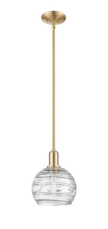 Athens Deco Swirl - 1 Light - 8 inch - Champagne Bronze - Stem hung - Mini Pendant (3442|716-1S-CB-G1213-8CL)