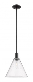 Berkshire Glass - 1 Light - 12 inch - Matte Black - Stem hung - Mini Pendant (3442|716-1S-BK-GBC-124)
