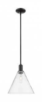 Berkshire Glass - 1 Light - 12 inch - Matte Black - Stem hung - Mini Pendant (3442|716-1S-BK-GBC-122)