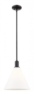 Berkshire Glass - 1 Light - 12 inch - Matte Black - Stem hung - Mini Pendant (3442|716-1S-BK-GBC-121)