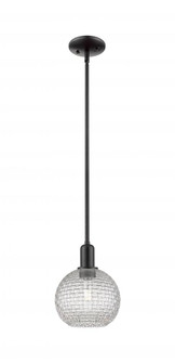 Athens - 1 Light - 8 inch - Matte Black - Stem hung - Mini Pendant (3442|716-1S-BK-G122C-8CL)