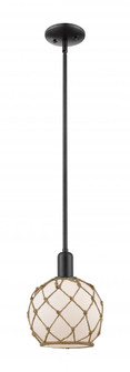Farmhouse Rope - 1 Light - 8 inch - Matte Black - Stem hung - Mini Pendant (3442|716-1S-BK-G121-8RB)