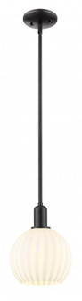 White Venetian - 1 Light - 8 inch - Matte Black - Stem hung - Mini Pendant (3442|716-1S-BK-G1217-8WV)