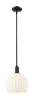 White Venetian - 1 Light - 10 inch - Matte Black - Stem hung - Mini Pendant (3442|716-1S-BK-G1217-10WV)