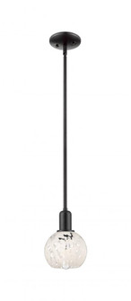 White Mouchette - 1 Light - 6 inch - Matte Black - Stem hung - Mini Pendant (3442|716-1S-BK-G1216-6WM)