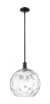 Athens Water Glass - 1 Light - 13 inch - Matte Black - Stem hung - Mini Pendant (3442|716-1S-BK-G1215-14)