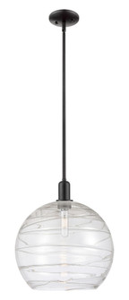 Athens Deco Swirl - 1 Light - 14 inch - Matte Black - Stem hung - Mini Pendant (3442|716-1S-BK-G1213-14CL)