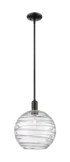 Athens Deco Swirl - 1 Light - 12 inch - Matte Black - Stem hung - Mini Pendant (3442|716-1S-BK-G1213-12CL)