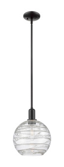 Athens Deco Swirl - 1 Light - 10 inch - Matte Black - Stem hung - Mini Pendant (3442|716-1S-BK-G1213-10CL)