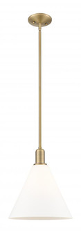 Berkshire Glass - 1 Light - 12 inch - Brushed Brass - Stem hung - Mini Pendant (3442|716-1S-BB-GBC-121)