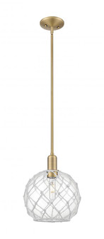Farmhouse Rope - 1 Light - 10 inch - Brushed Brass - Stem hung - Mini Pendant (3442|716-1S-BB-G122-10RW)