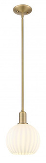 White Venetian - 1 Light - 8 inch - Brushed Brass - Stem hung - Mini Pendant (3442|716-1S-BB-G1217-8WV)