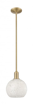 White Mouchette - 1 Light - 8 inch - Brushed Brass - Stem hung - Mini Pendant (3442|716-1S-BB-G1216-8WM)