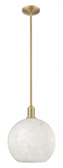 White Mouchette - 1 Light - 12 inch - Brushed Brass - Stem hung - Mini Pendant (3442|716-1S-BB-G1216-12WM)