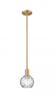 Athens Water Glass - 1 Light - 6 inch - Brushed Brass - Stem hung - Mini Pendant (3442|716-1S-BB-G1215-6)