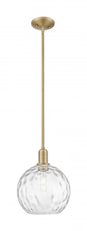 Athens Water Glass - 1 Light - 10 inch - Brushed Brass - Stem hung - Mini Pendant (3442|716-1S-BB-G1215-10)