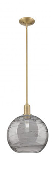 Athens Deco Swirl - 1 Light - 12 inch - Brushed Brass - Stem hung - Mini Pendant (3442|716-1S-BB-G1213-12SM)
