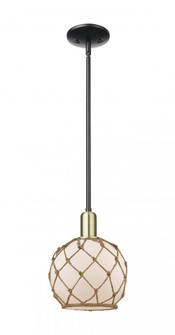 Farmhouse Rope - 1 Light - 8 inch - Black Antique Brass - Stem hung - Mini Pendant (3442|716-1S-BAB-G121-8RB)