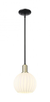 White Venetian - 1 Light - 8 inch - Black Antique Brass - Stem hung - Mini Pendant (3442|716-1S-BAB-G1217-8WV)