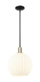 White Venetian - 1 Light - 12 inch - Black Antique Brass - Stem hung - Mini Pendant (3442|716-1S-BAB-G1217-12WV)