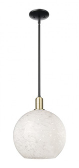 White Mouchette - 1 Light - 12 inch - Black Antique Brass - Stem hung - Mini Pendant (3442|716-1S-BAB-G1216-12WM)