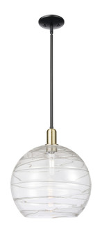 Athens Deco Swirl - 1 Light - 14 inch - Black Antique Brass - Stem hung - Mini Pendant (3442|716-1S-BAB-G1213-14CL)