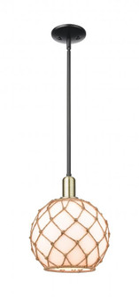 Farmhouse Rope - 1 Light - 10 inch - Black Antique Brass - Stem hung - Mini Pendant (3442|716-1S-BAB-G121-10RB)
