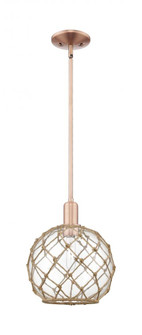 Farmhouse Rope - 1 Light - 10 inch - Antique Copper - Stem hung - Mini Pendant (3442|716-1S-AC-G122-10RB)
