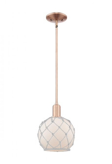 Farmhouse Rope - 1 Light - 8 inch - Antique Copper - Stem hung - Mini Pendant (3442|716-1S-AC-G121-8RW)