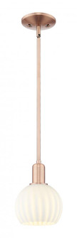 White Venetian - 1 Light - 6 inch - Antique Copper - Stem hung - Mini Pendant (3442|716-1S-AC-G1217-6WV)