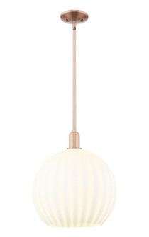 White Venetian - 1 Light - 14 inch - Antique Copper - Stem hung - Mini Pendant (3442|716-1S-AC-G1217-14WV)