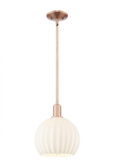 White Venetian - 1 Light - 10 inch - Antique Copper - Stem hung - Mini Pendant (3442|716-1S-AC-G1217-10WV)