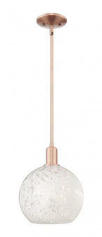White Mouchette - 1 Light - 10 inch - Antique Copper - Stem hung - Mini Pendant (3442|716-1S-AC-G1216-10WM)