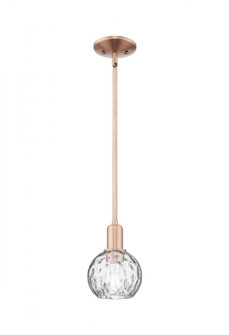 Athens Water Glass - 1 Light - 6 inch - Antique Copper - Stem hung - Mini Pendant (3442|716-1S-AC-G1215-6)