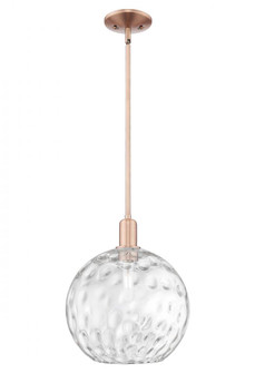 Athens Water Glass - 1 Light - 12 inch - Antique Copper - Stem hung - Mini Pendant (3442|716-1S-AC-G1215-12)