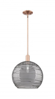 Athens Deco Swirl - 1 Light - 14 inch - Antique Copper - Stem hung - Mini Pendant (3442|716-1S-AC-G1213-14SM)