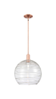Athens Deco Swirl - 1 Light - 14 inch - Antique Copper - Stem hung - Mini Pendant (3442|716-1S-AC-G1213-14CL)