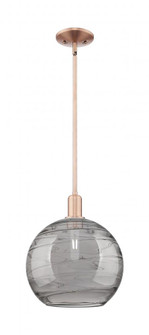 Athens Deco Swirl - 1 Light - 12 inch - Antique Copper - Stem hung - Mini Pendant (3442|716-1S-AC-G1213-12SM)